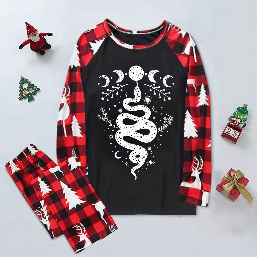 Purplehecate Snake And Moon Phase Comfort Elk Christmas Pajamas