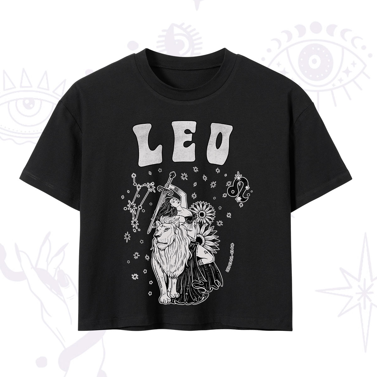 Purplehecate Leo Zodiac Glyphs Crop T-Shirt 