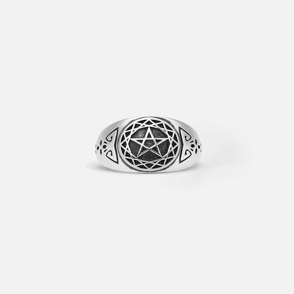 Purplehecate Pentacle Stackable Sterling Silver Ring