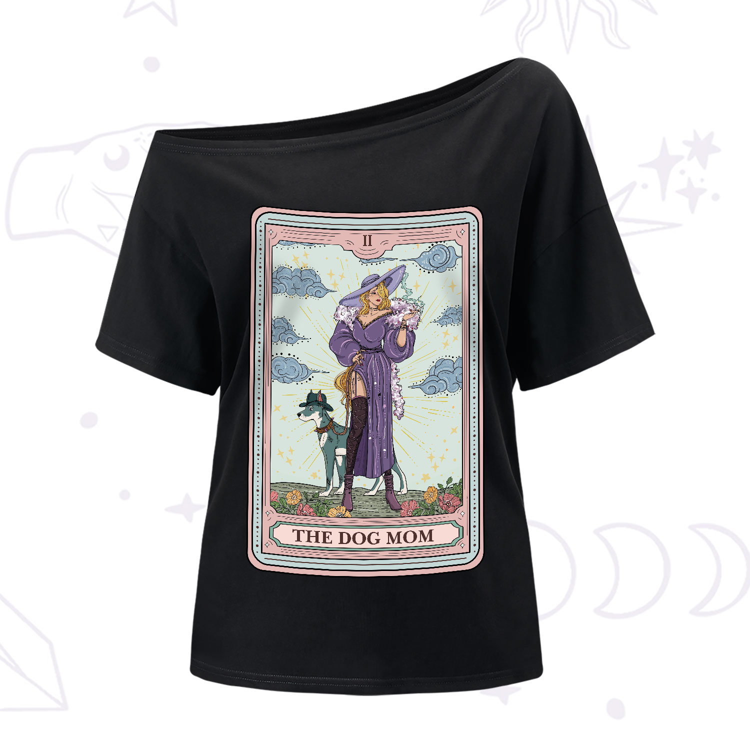Purplehecate The Dog Mom Tarot One-Shoulder T-Shirt