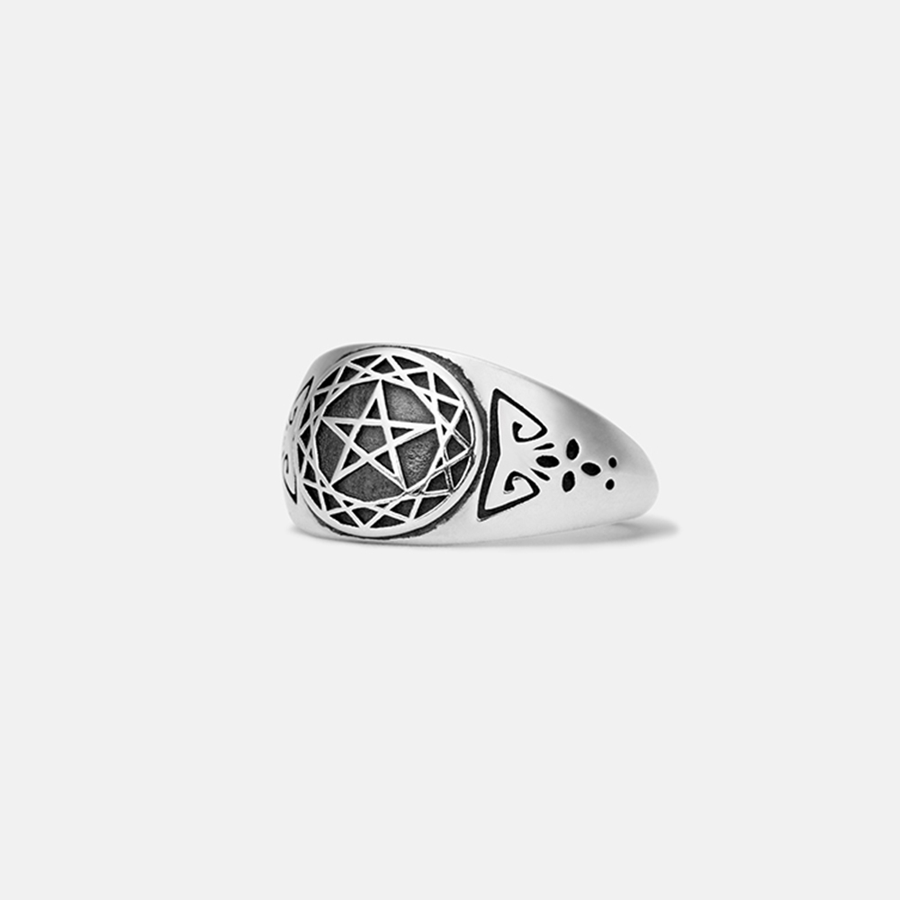 Purplehecate Pentacle Stackable Sterling Silver Ring