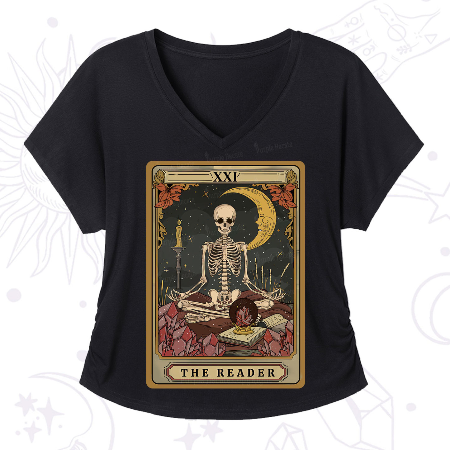 Purplehecate The Reader Tarot V-Neck T-Shirt