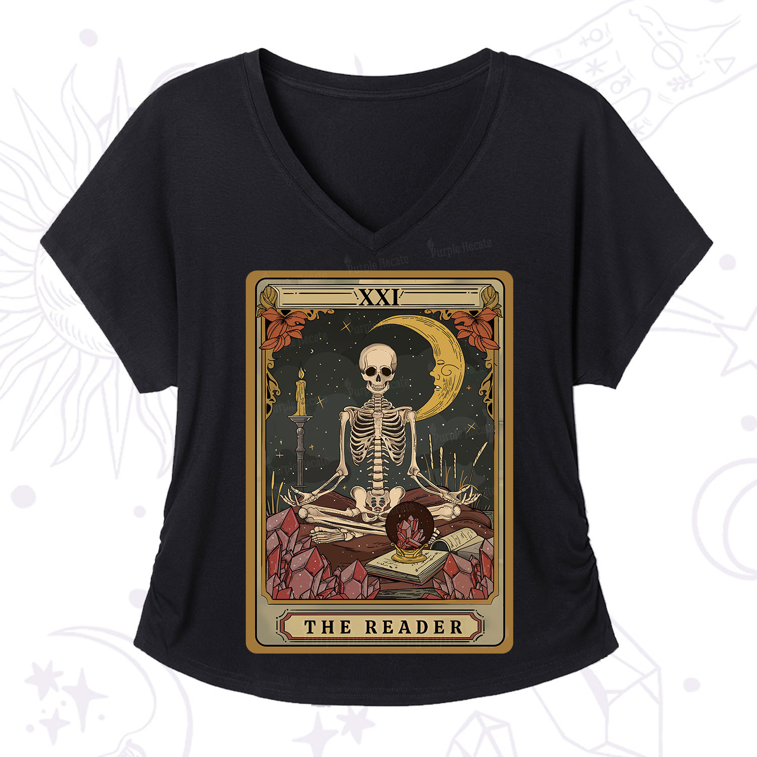 Purplehecate The Reader Tarot V-Neck T-Shirt
