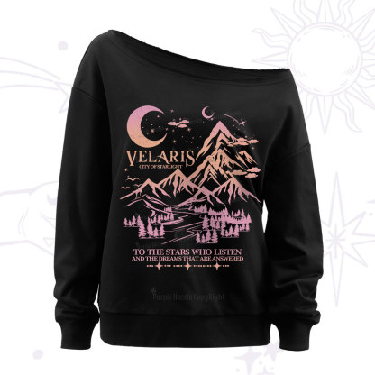 Purplehecate Echoes of the Hidden City Off The Shoulder Sweatshirt