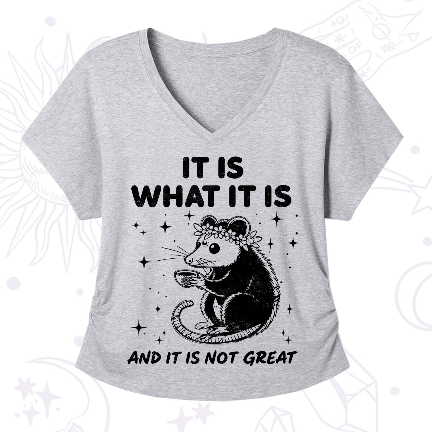 Purplehecate Possum It Is What It Is V-Neck T-Shirt
