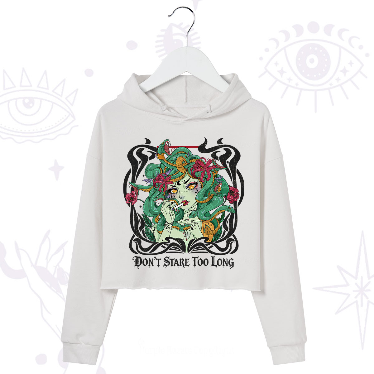 Purplehecate Don't Stare Too Long Crop Hoodie