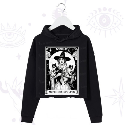 Purplehecate The Mother of Cats Tarot Crop Hoodie