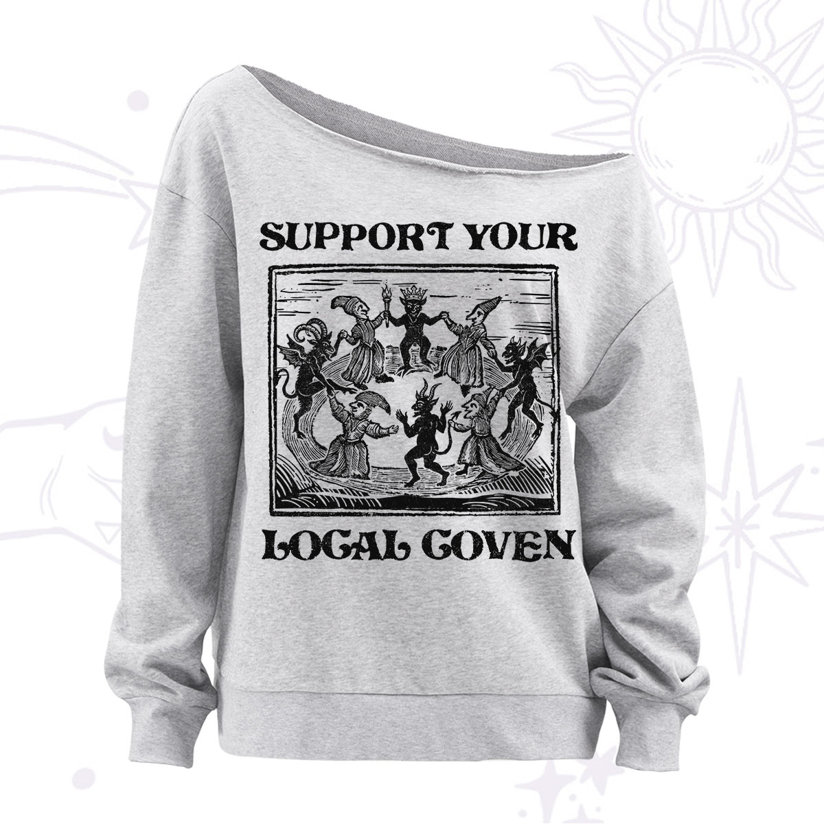 Purplehecate Support Your Local Coven Off The Shoulder Sweatshirt