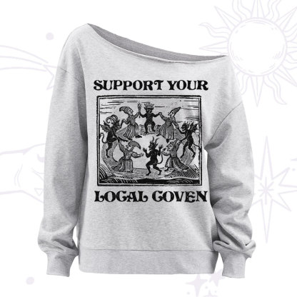 Purplehecate Support Your Local Coven Off The Shoulder Sweatshirt