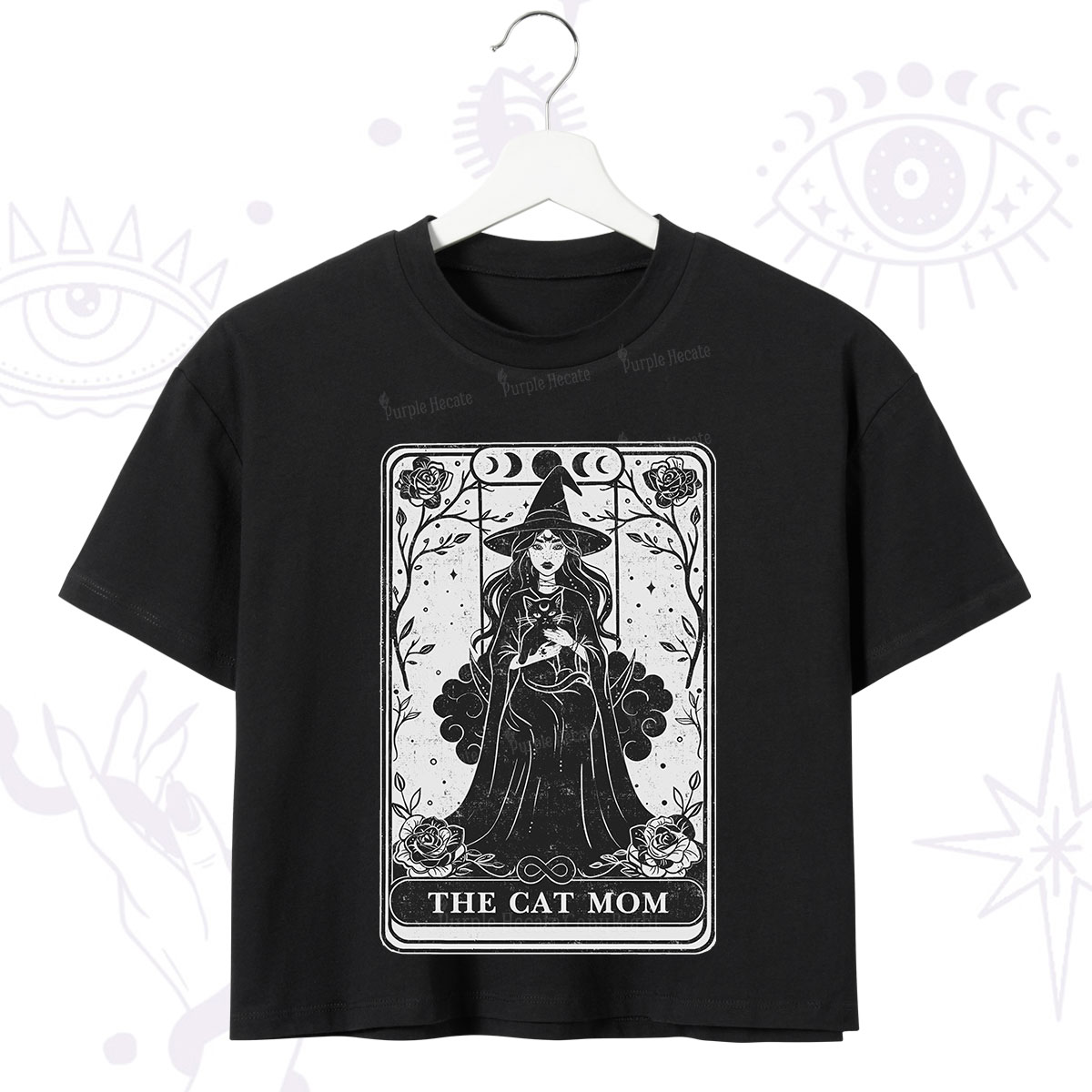 Purplehecate The Witch Cat Mom Tarot Crop T-Shirt