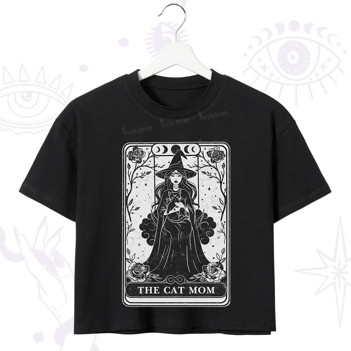 Purplehecate The Witch Cat Mom Tarot Crop T-Shirt