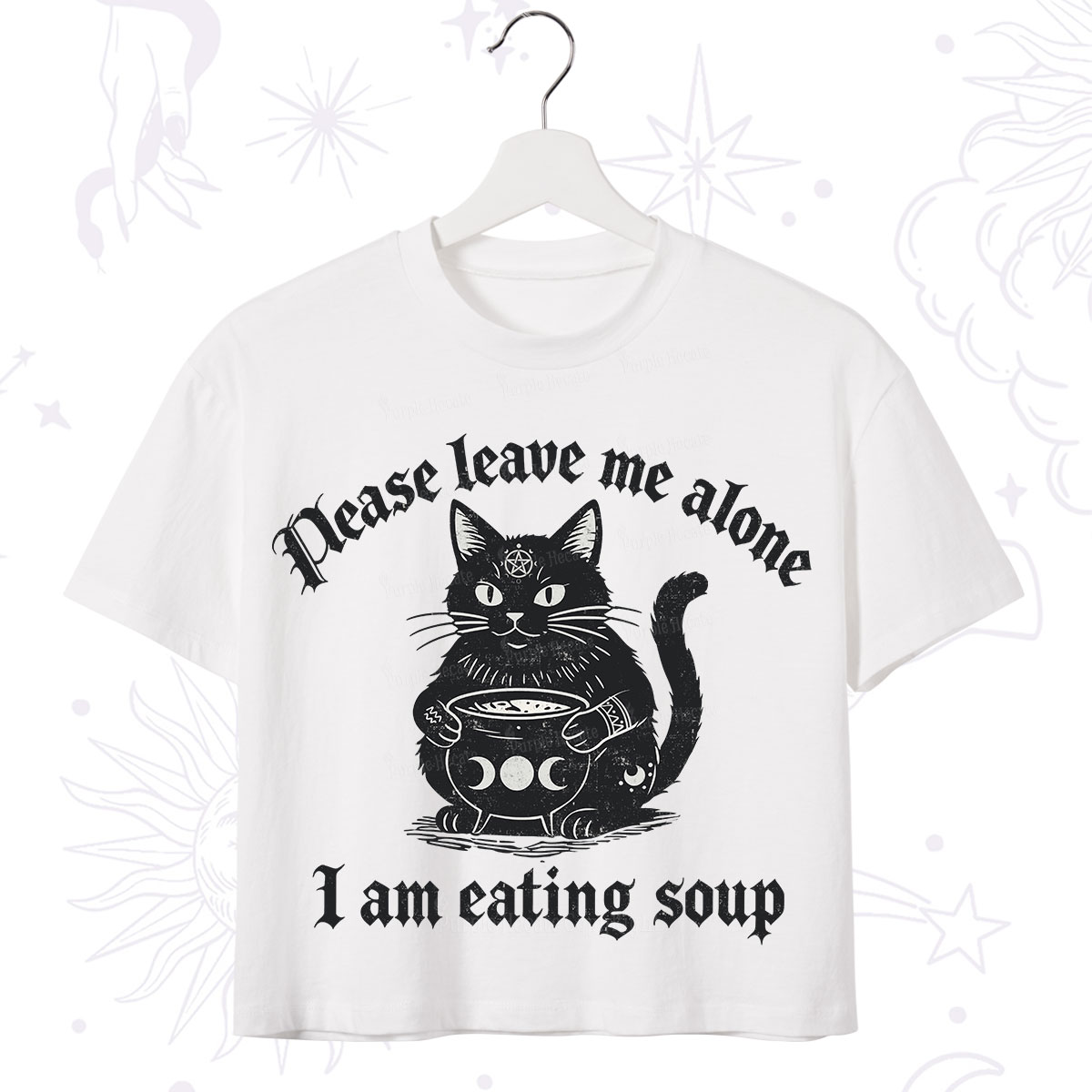 Purplehecate Magic Cat Eating Soup Crop T-Shirt