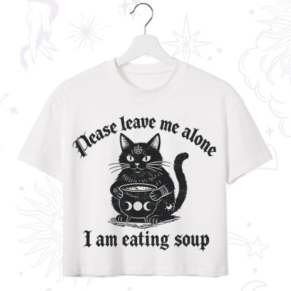 Purplehecate Magic Cat Eating Soup Crop T-Shirt