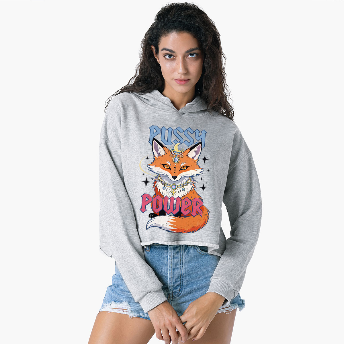 Purplehecate Pussy Power Crop Hoodie