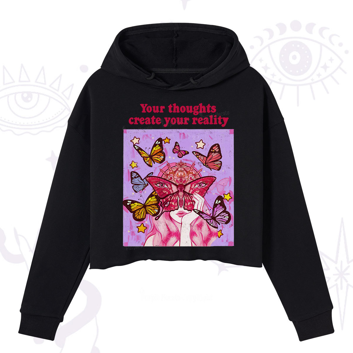Purplehecate Create Your Reality Crop Hoodie