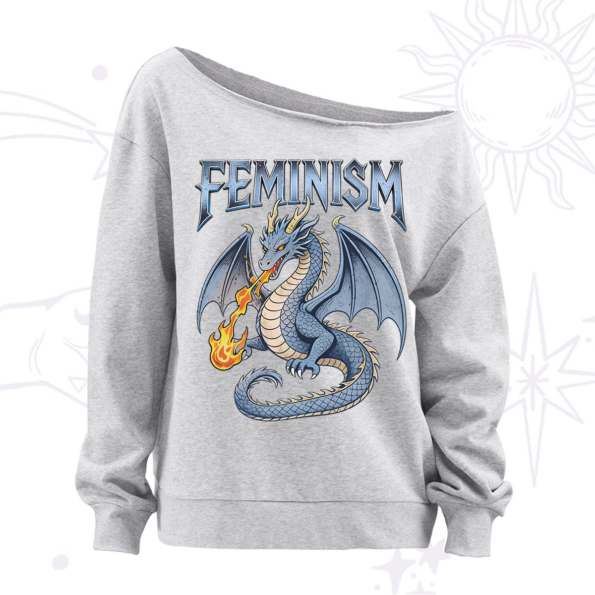 Purplehecate Feminism Dragon Fantasy Off The Shoulder Sweatshirt