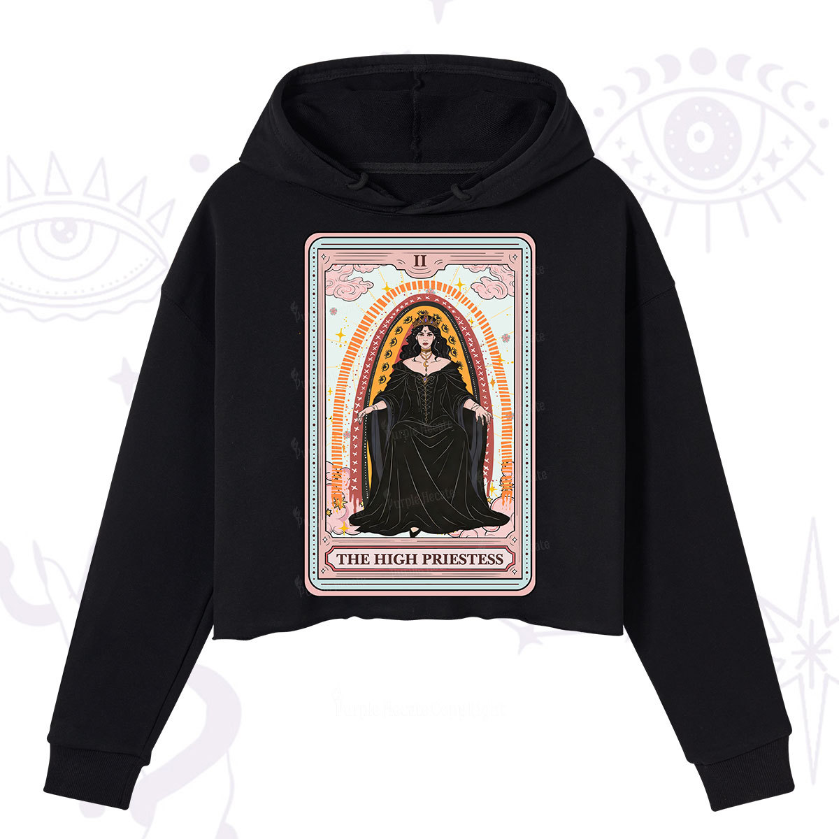 Purplehecate The High Priestess Tarot Crop Hoodie