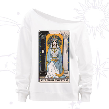 Purplehecate The High Priestess Tarot Card Off The Shoulder Sweatshirt