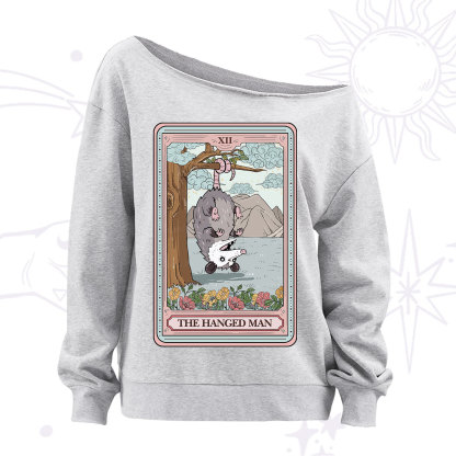 Purplehecate The Hanged Man Tarot Opossum Off The Shoulder Sweatshirt