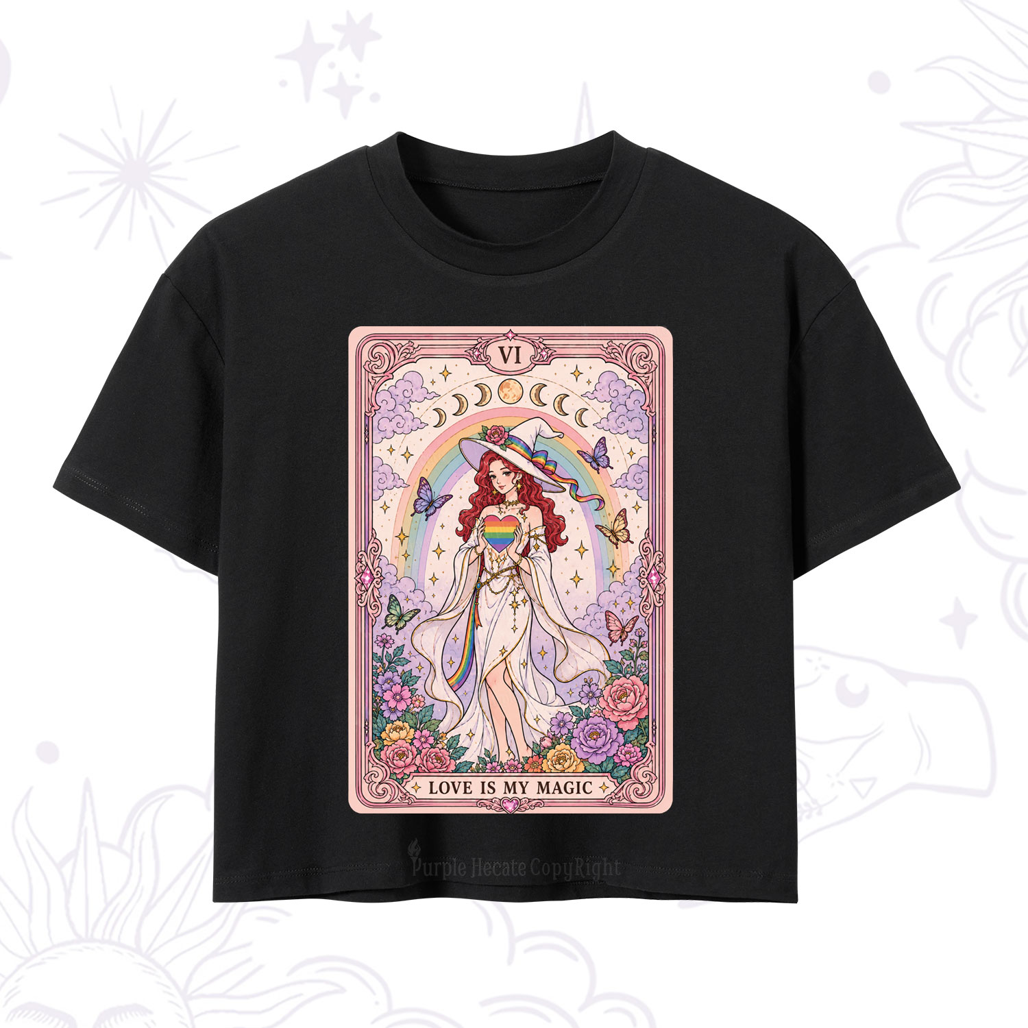 Purplehecate The Love Is My Magic Tarot Pride Crop T-Shirt