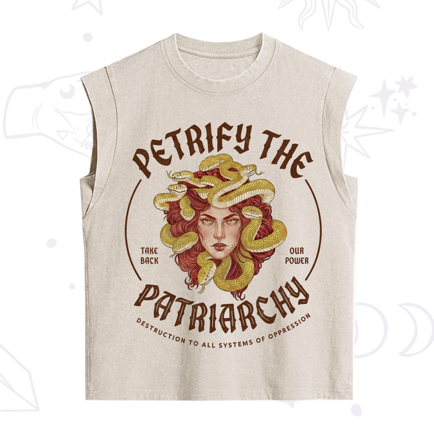 Purplehecate Petrify Patriarchy Medusa Vintage Washed Tank