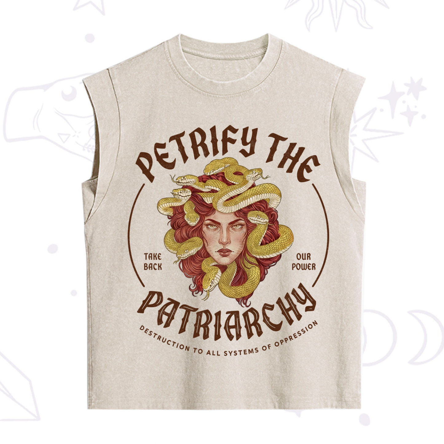 Purplehecate Petrify Patriarchy Medusa Vintage Washed Tank