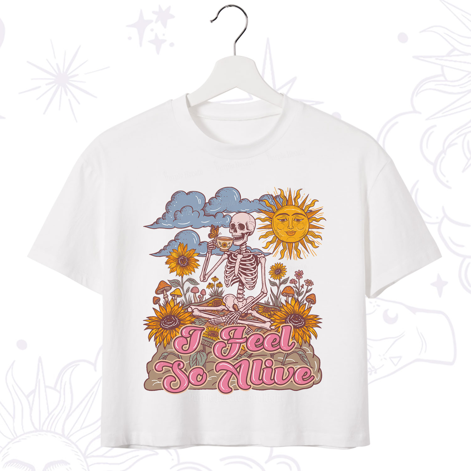 Purplehecate I feel So Alive Dancing Sarcastic Skeleton Crop T-Shirt