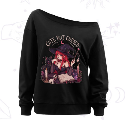 Purplehecate Cute But Cursed Witch Off The Shoulder Sweatshirt