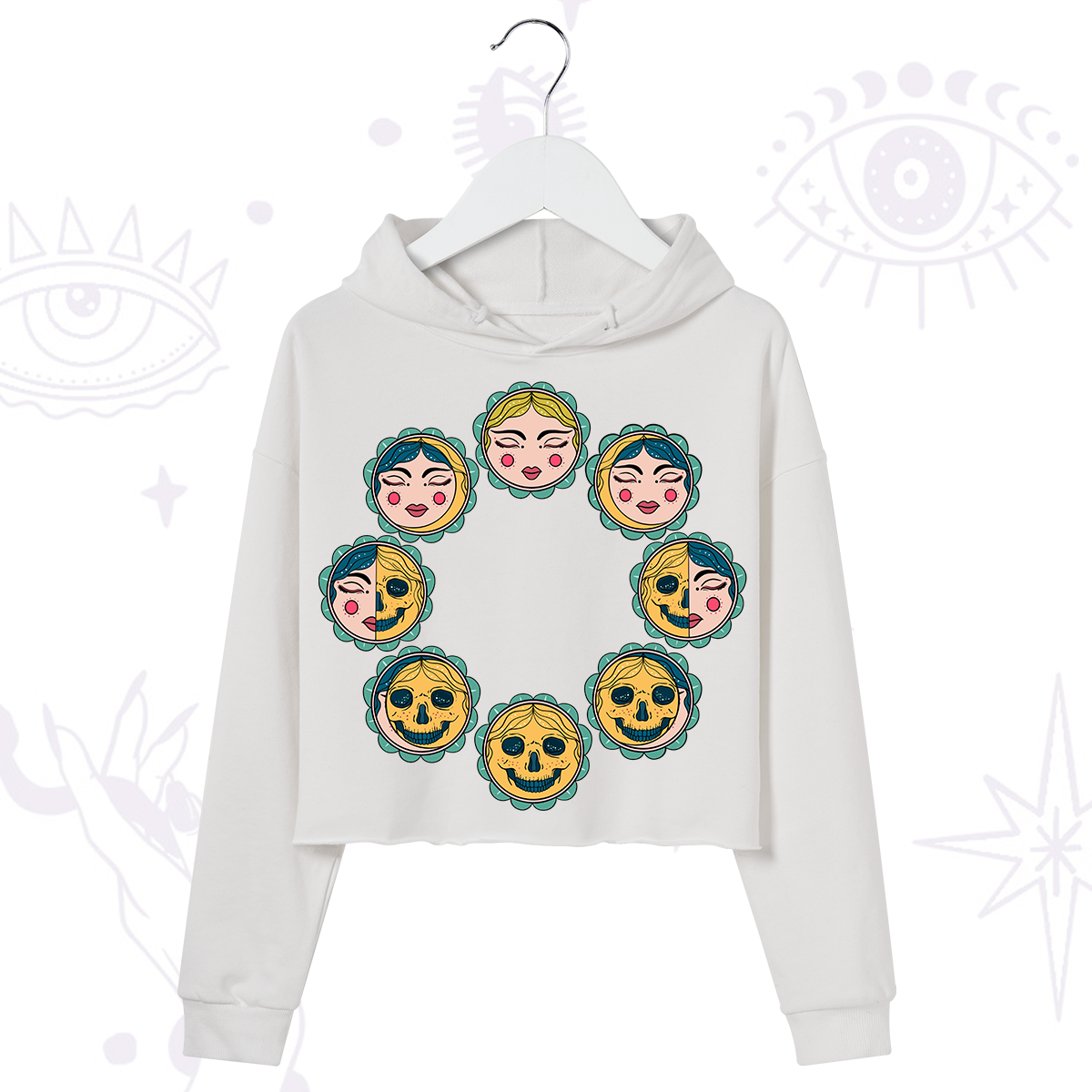 Purplehecate Lunar Skull Cycle Crop Hoodie