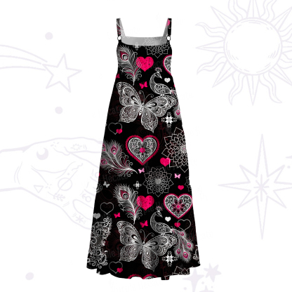 Purplehecate Midnight Butterfly Bloom Wide Straps Maxi Dress