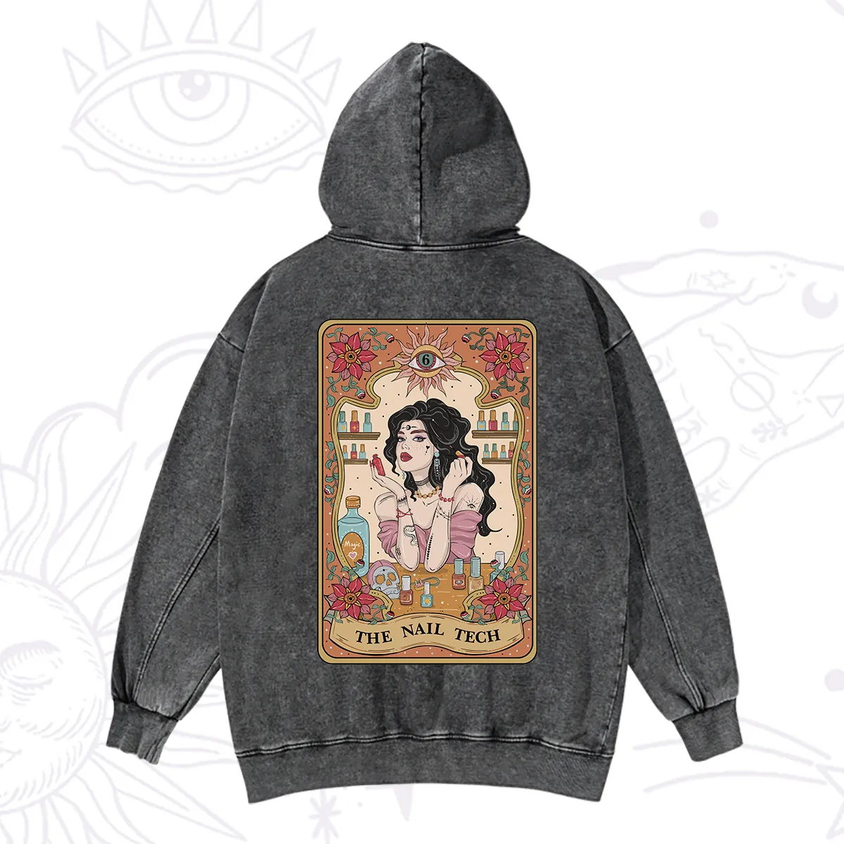 Purplehecate The Nail Tech Tarot Washed Hoodie