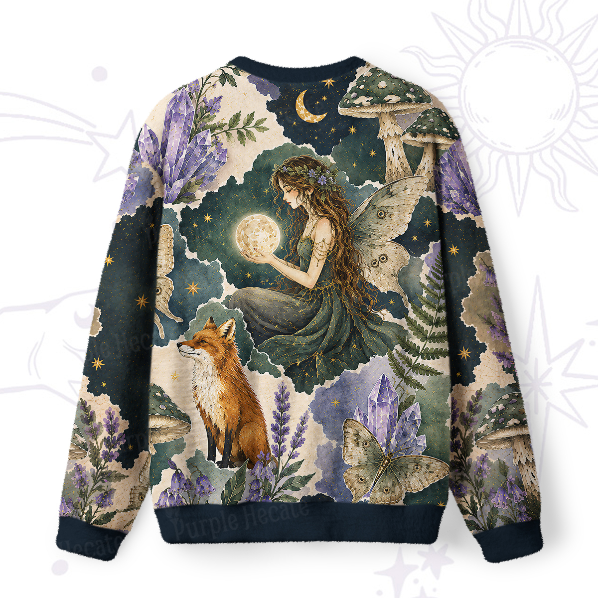 Purplehecate Enchanted Woodland Fox Forest Witch Fuzzy Ugly Sweatshirt