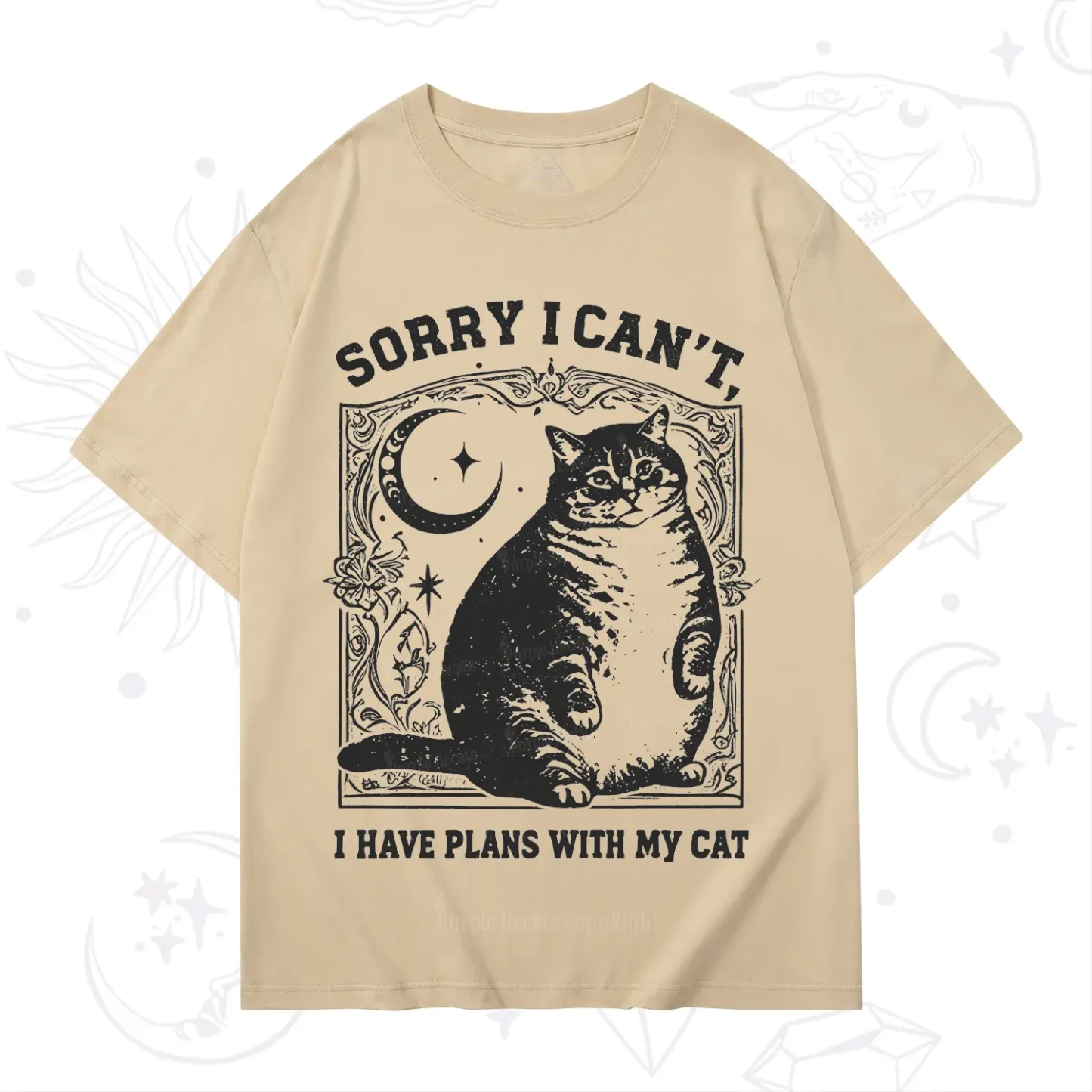 Purplehecate Sorry I Can't I Have Plans With My Cat T-Shirt