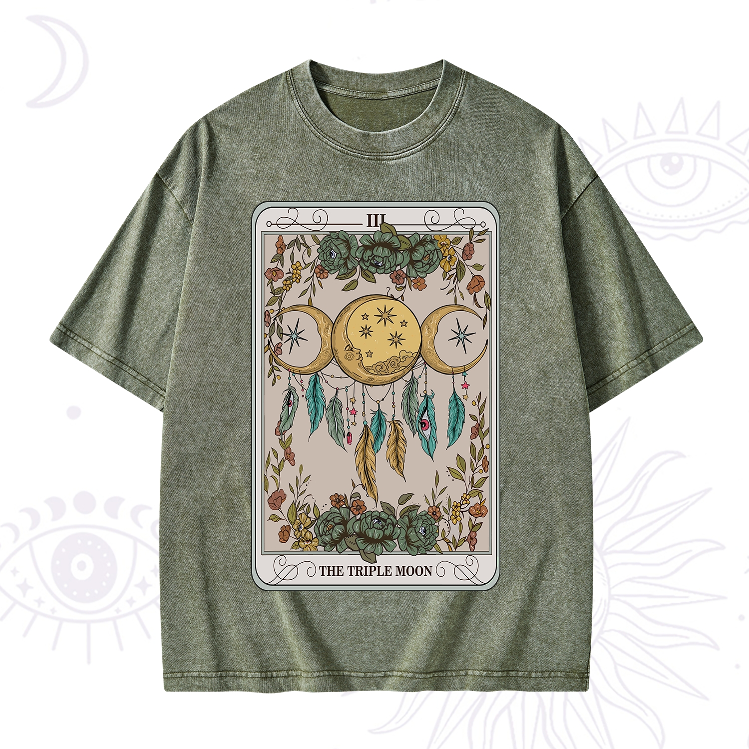 Purplehecate The Triple Moon Tarot Card Washed T-Shirt