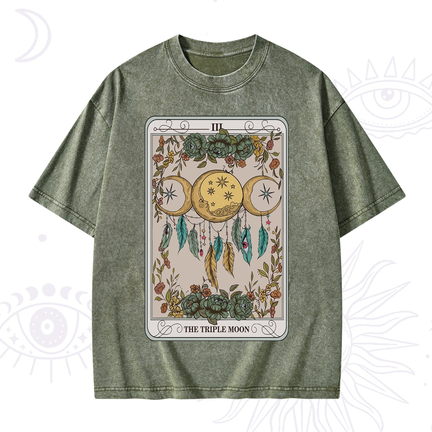 Purplehecate The Triple Moon Tarot Card Washed T-Shirt