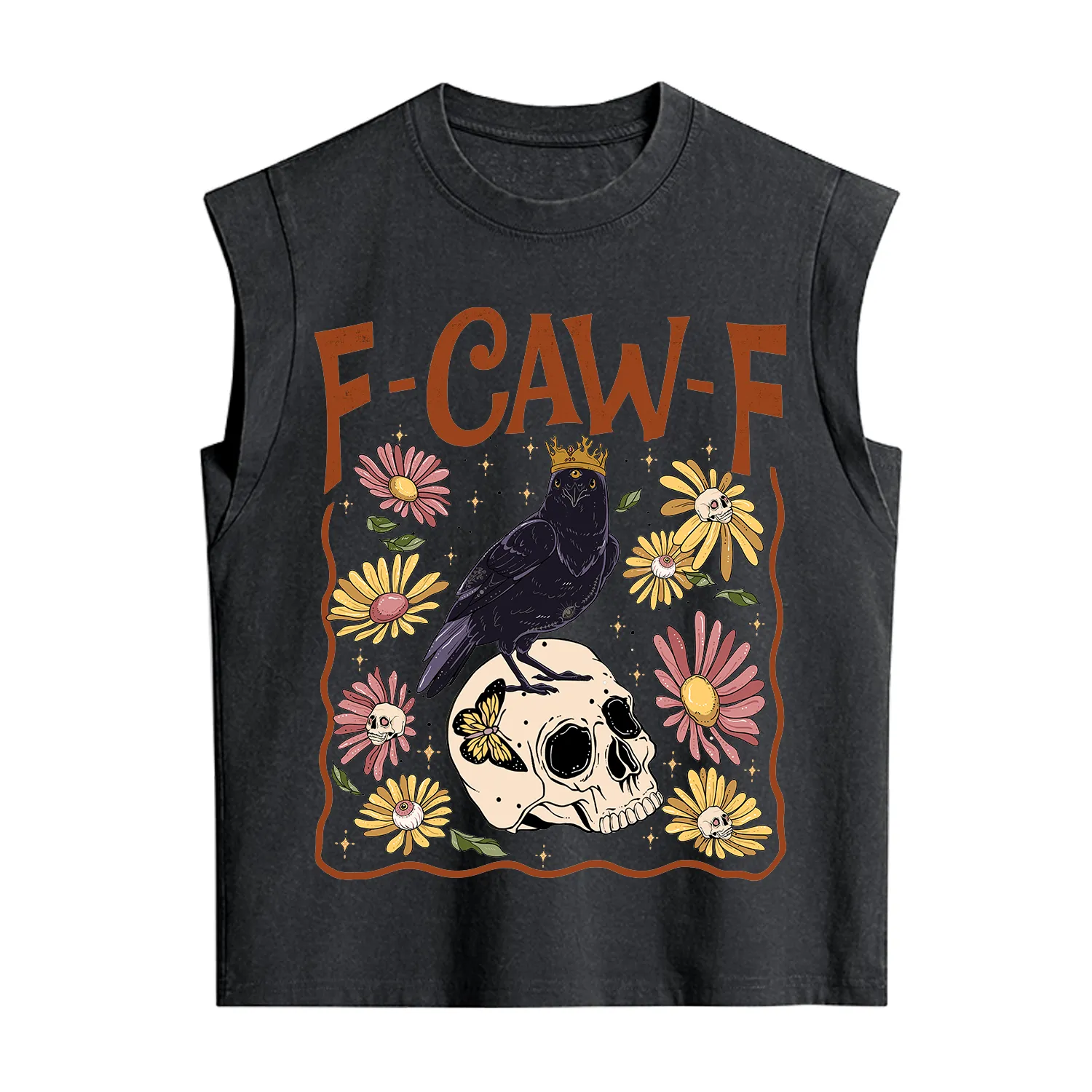 Purplehecate Funny F-Caw-F Crow Vintage Washed Tank