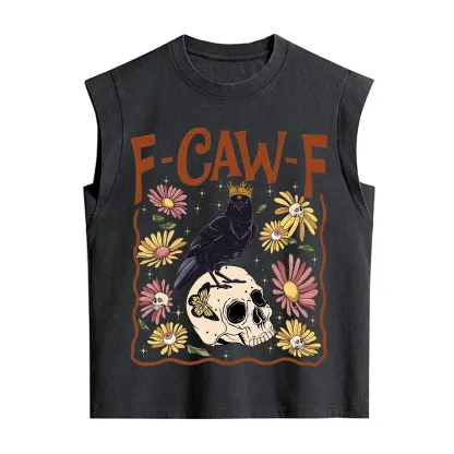 Purplehecate Funny F-Caw-F Crow Vintage Washed Tank