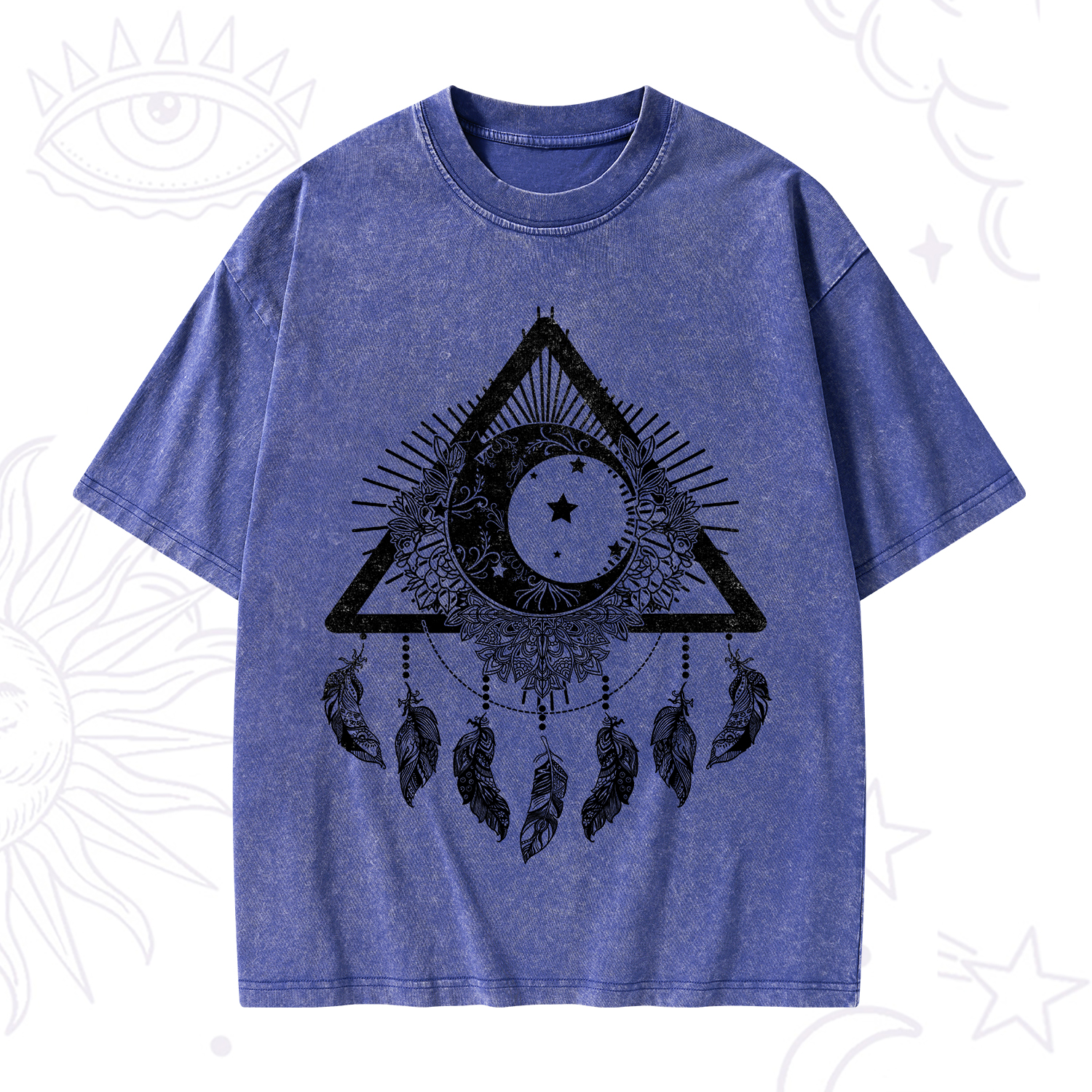 Purplehecate Starry Moon Dreamcatcher Washed T-Shirt