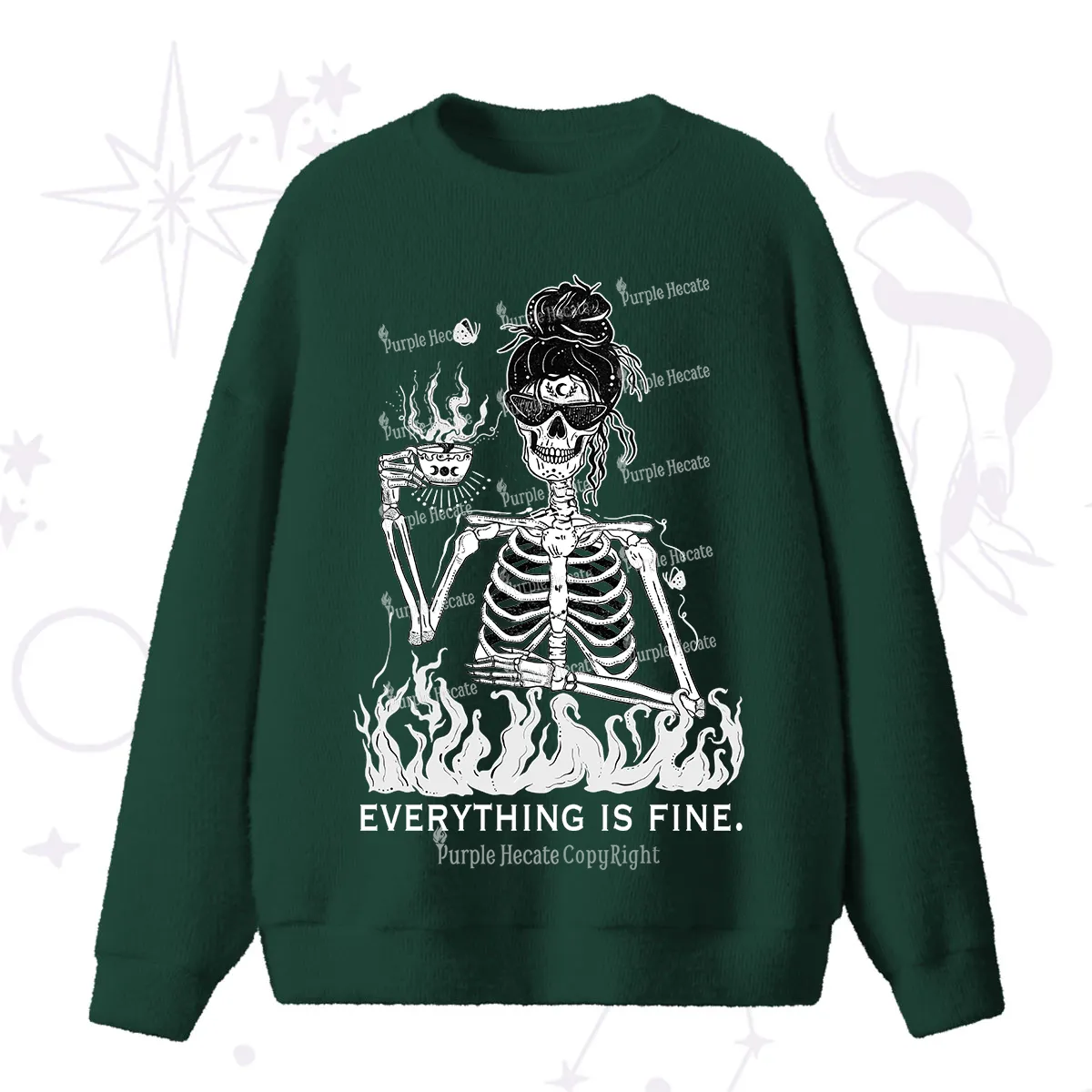 Purplehecate Everything Is Fine Fuzzy Ugly Sweater
