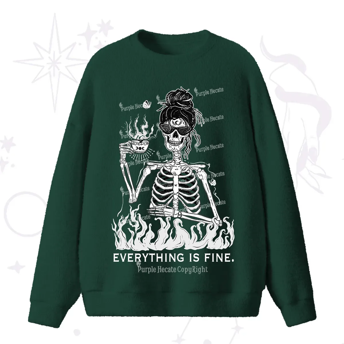 Purplehecate Everything Is Fine Fuzzy Ugly Sweater