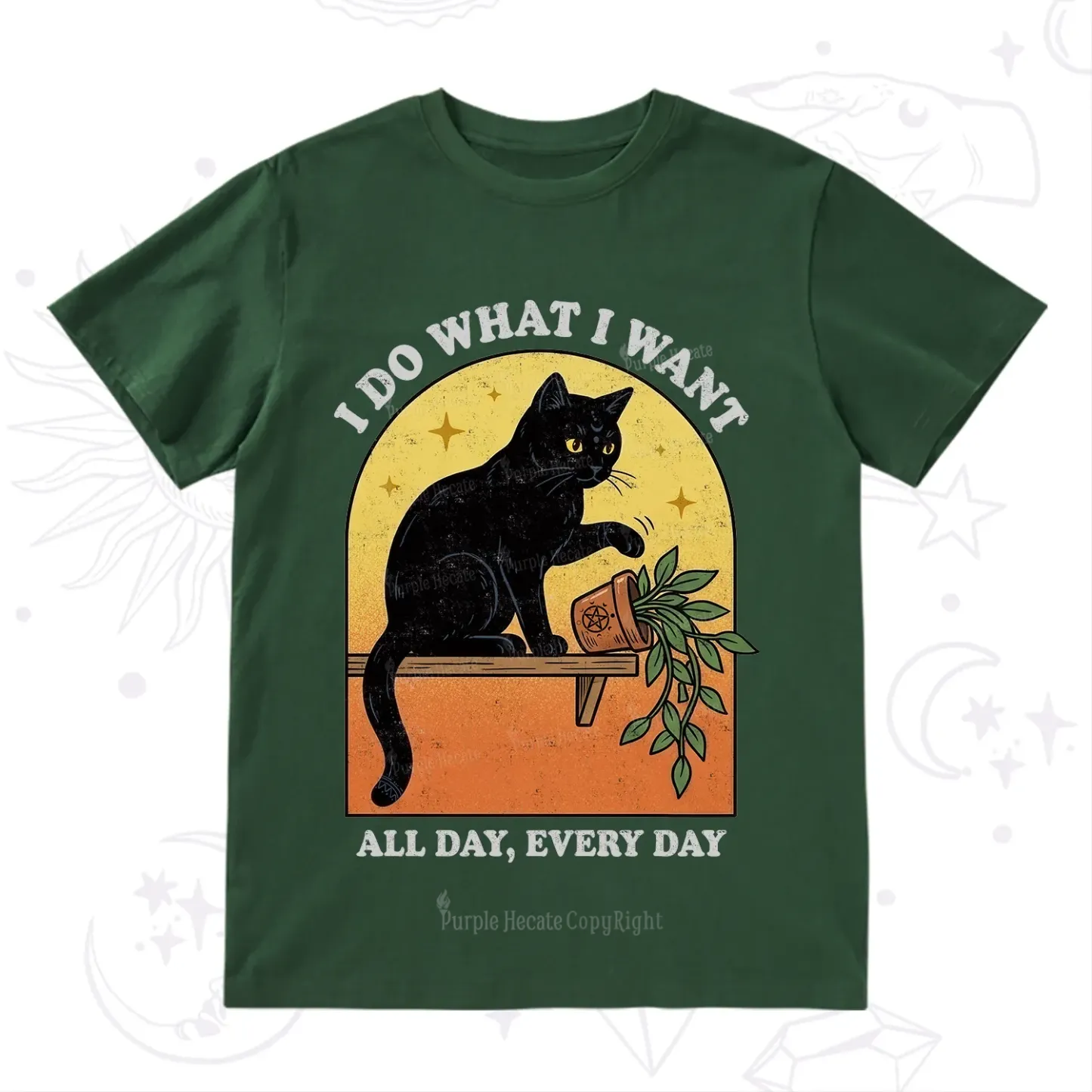 Purplehecate I Do What I Want Funny Black Cat T-Shirt