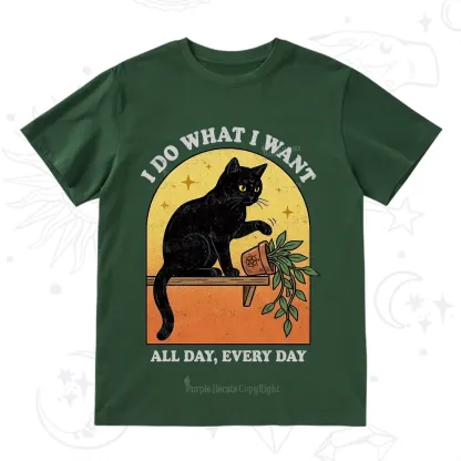 Purplehecate I Do What I Want Funny Black Cat T-Shirt