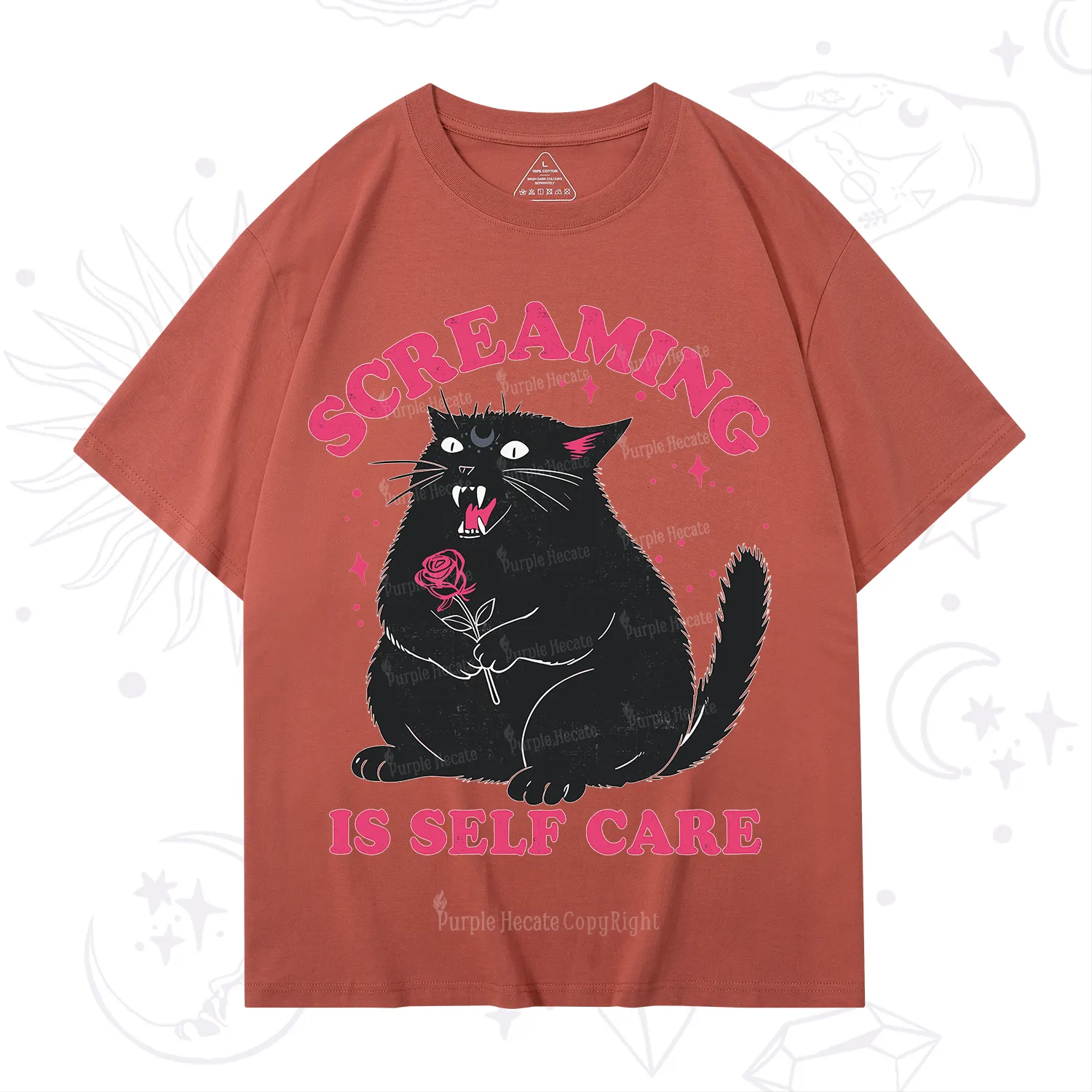 Purplehecate Funny Cat Screaming Is Self Care T-Shirt