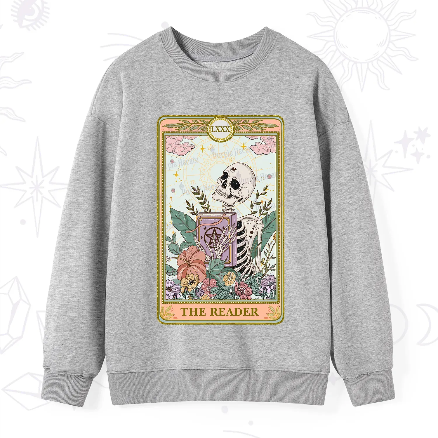 Purplehecate The Reader Occult Tarot Skeleton Sweatshirt