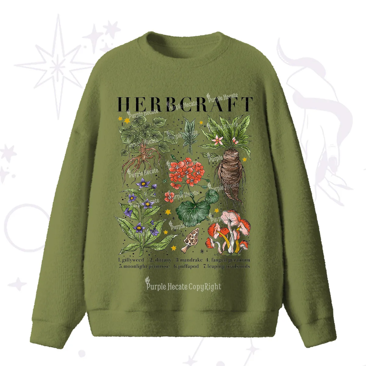 Purplehecate Magical Herbcraft Fuzzy Ugly Sweater