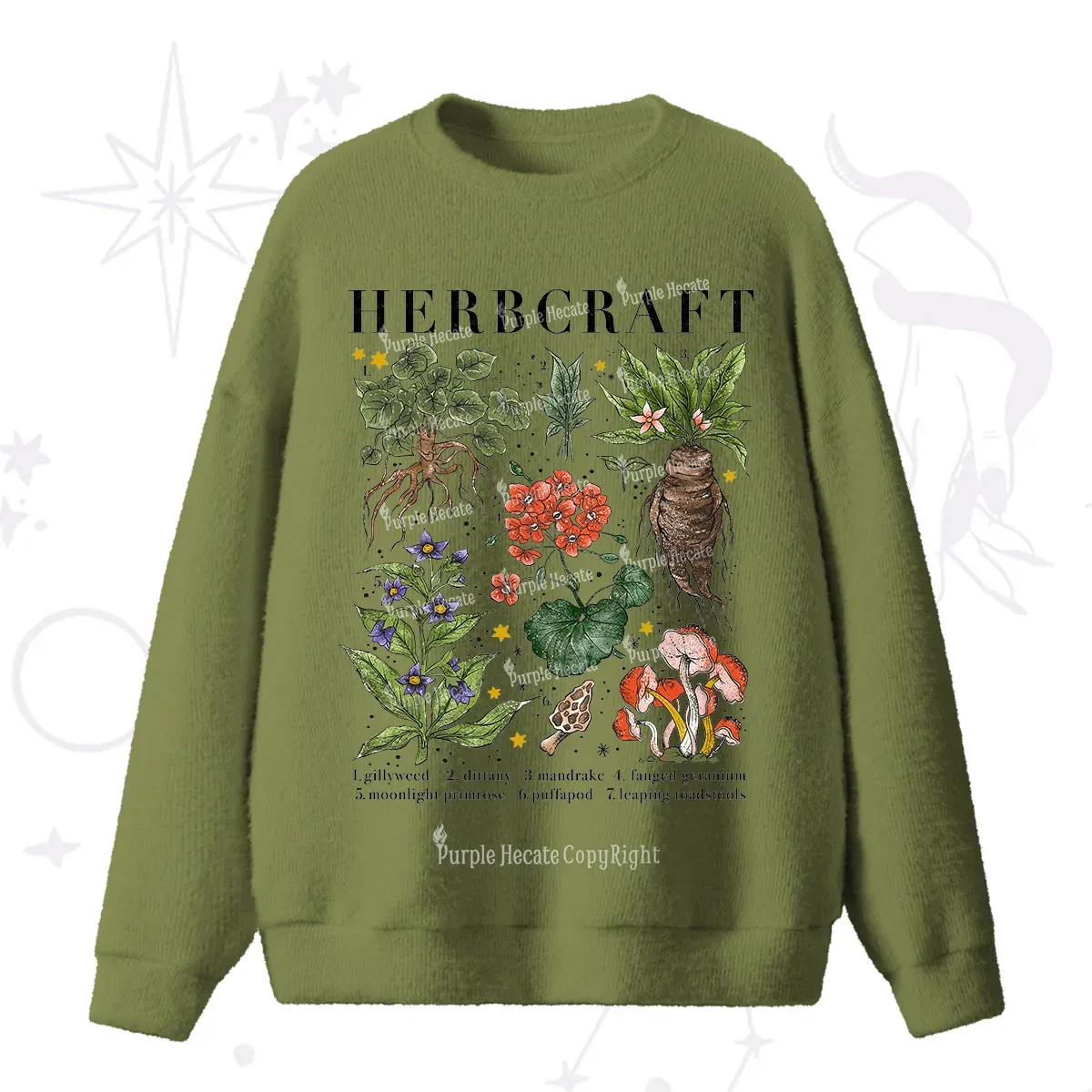 Purplehecate Magical Herbcraft Fuzzy Ugly Sweater