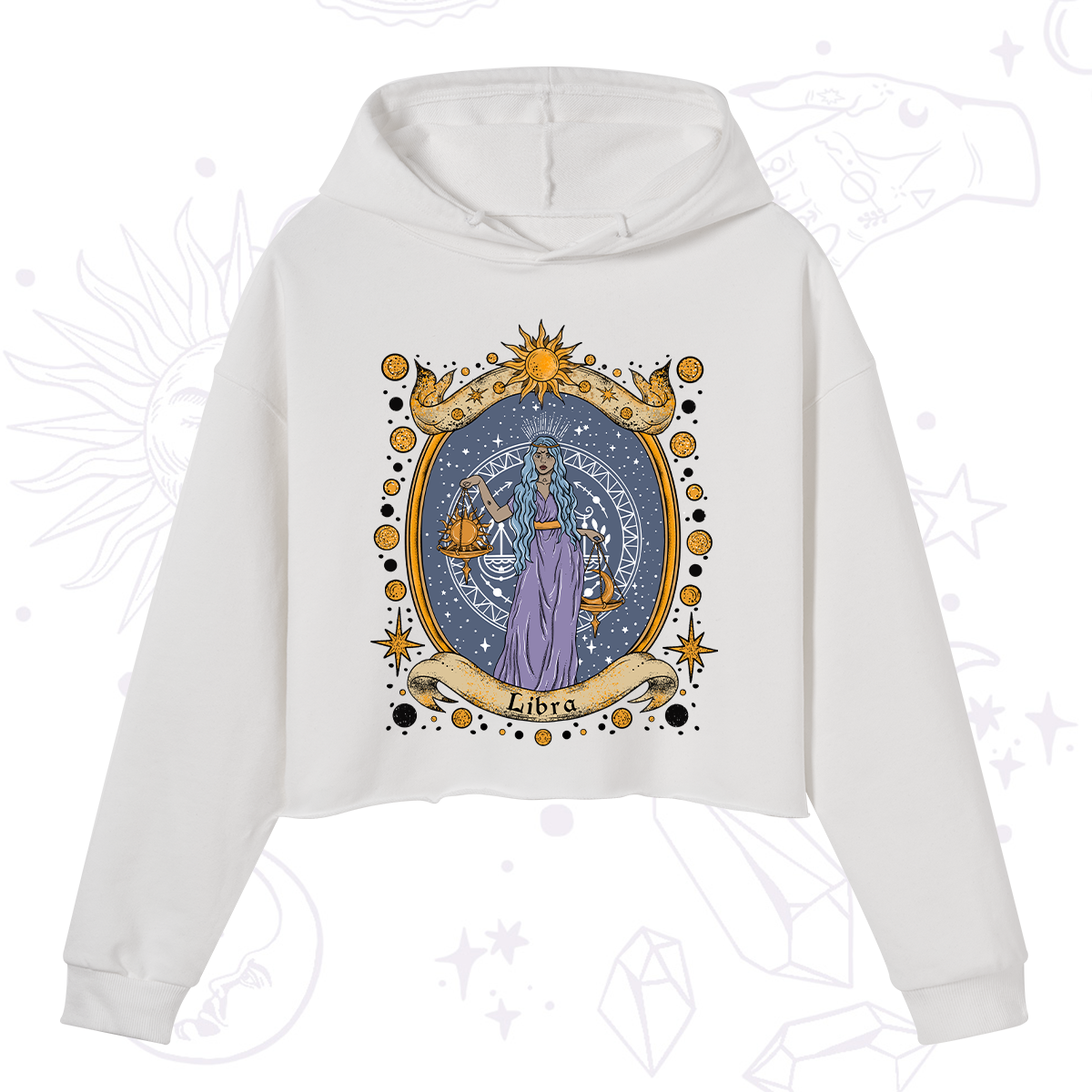 Purplehecate Celestial Libra Zodiac Crop Hoodie