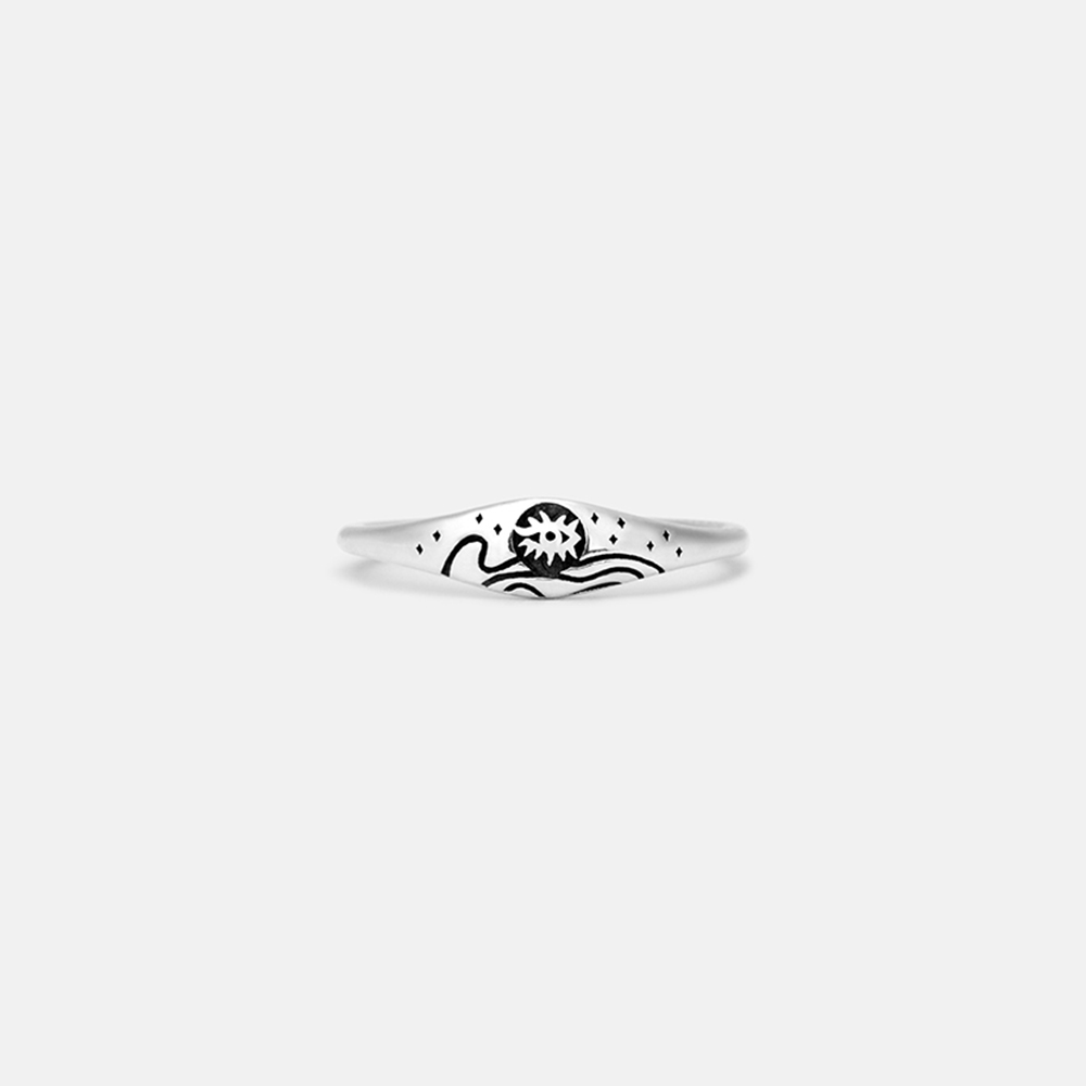 Purplehecate Celestial Eye and Wave Sterling Silver Ring