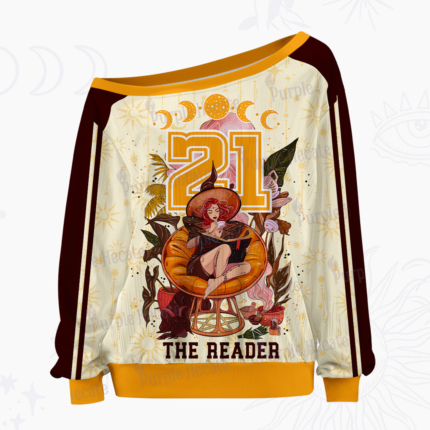 Purplehecate The Reader Moonlit Tales Off The Shoulder Graphic Jersey