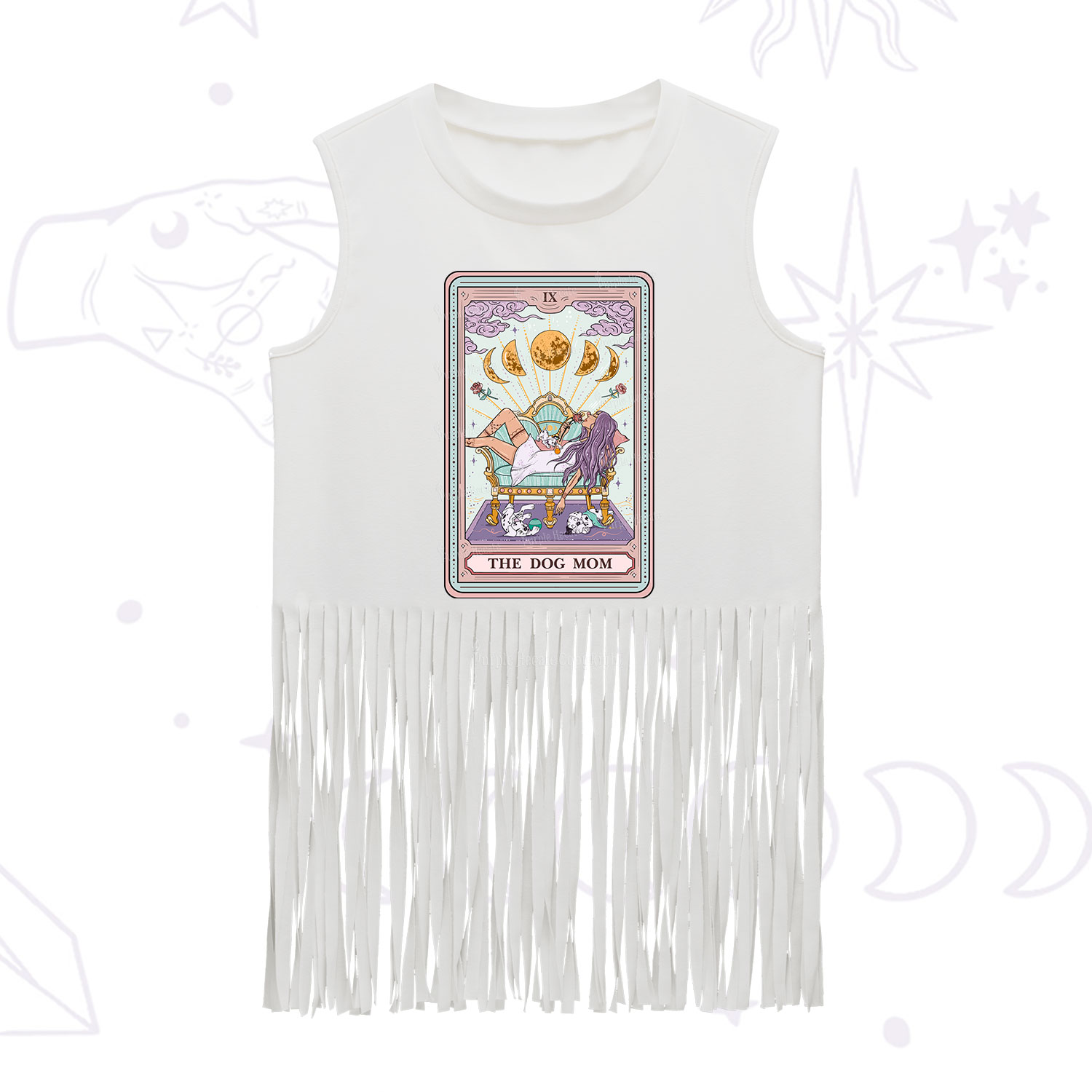 Purplehecate The Dog Mom Tarot Fringe Tank Top